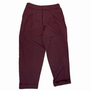 Lululemon Get It On Trouser Pleated High Waisted Cuffed Pants Size 6 Maroon